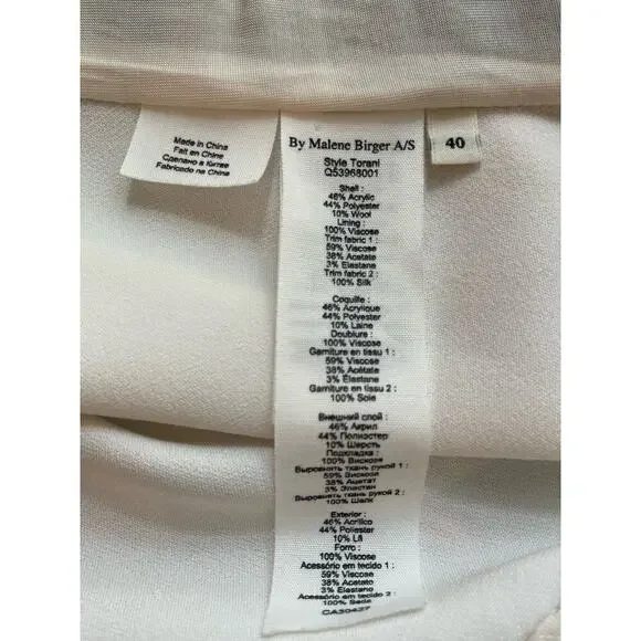 Malene Birger Textured Wool front Cream Blouse Size 40 - Picture 4 of 5